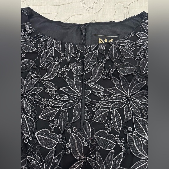 NWT Milly Shayna Foiled Guipure Dress 6 Black Silver Lace - Picture 8 of 12